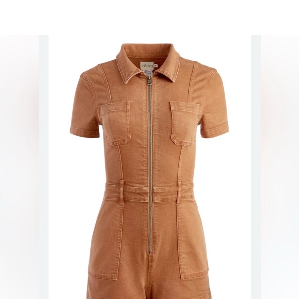 NWT Alice + Olivia Zip Front Denim Romper - Picture 2 of 5
